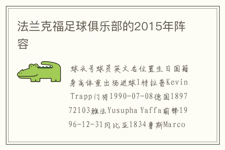 法兰克福足球俱乐部的2015年阵容