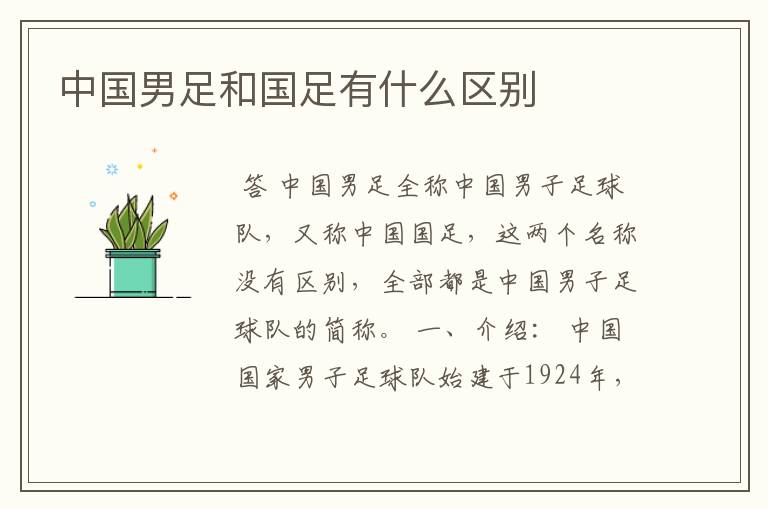 中国男足和国足有什么区别