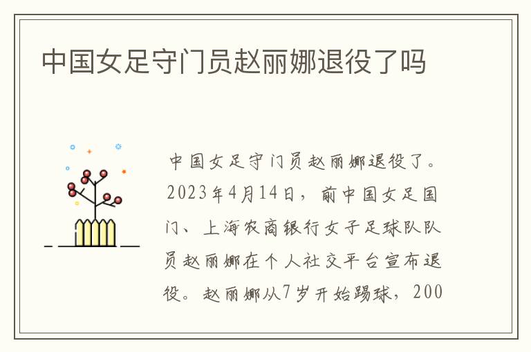 中国女足守门员赵丽娜退役了吗