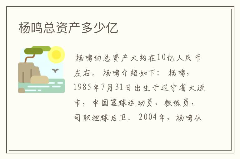 杨鸣总资产多少亿