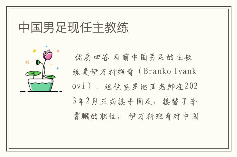 中国男足现任主教练