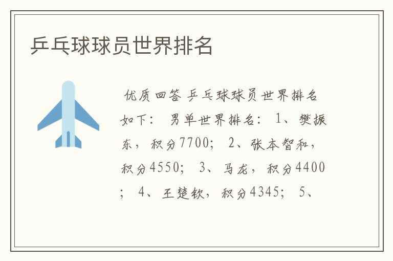 乒乓球球员世界排名