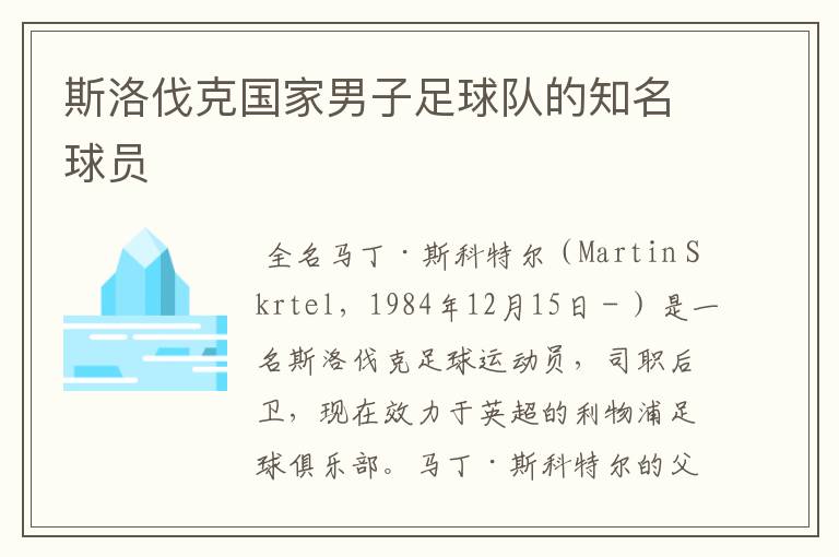 斯洛伐克国家男子足球队的知名球员