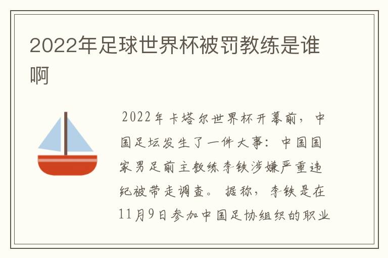 2022年足球世界杯被罚教练是谁啊