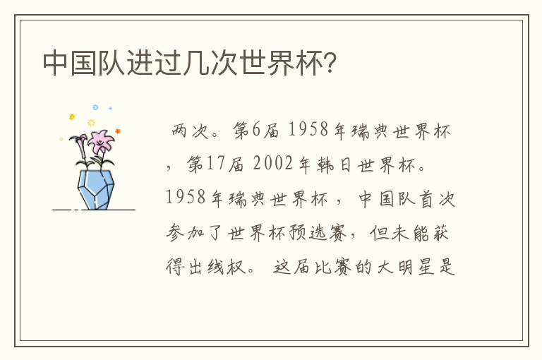 中国队进过几次世界杯？