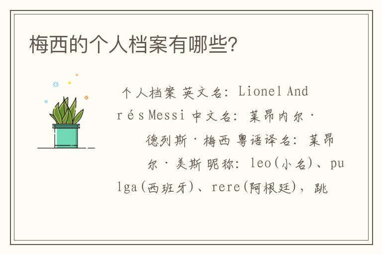 梅西的个人档案有哪些?