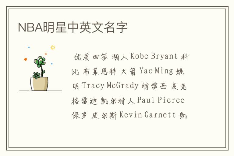 NBA明星中英文名字