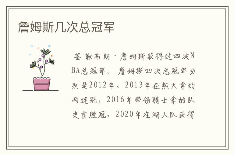 詹姆斯几次总冠军