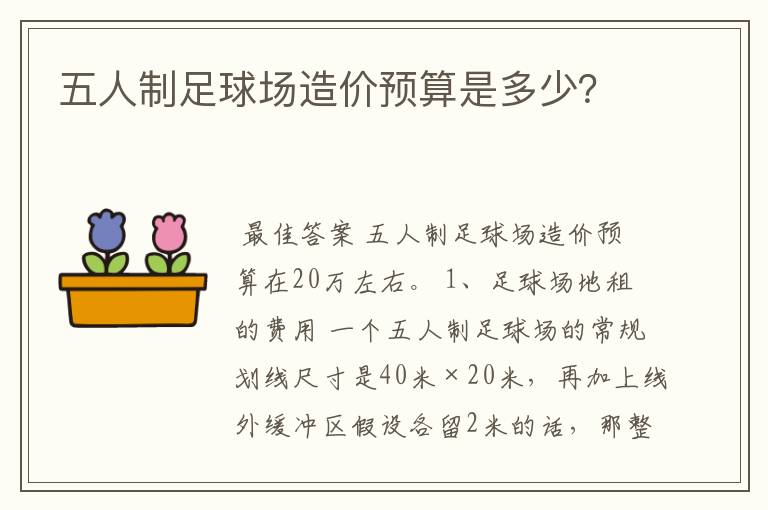 五人制足球场造价预算是多少？