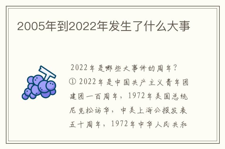 2005年到2022年发生了什么大事