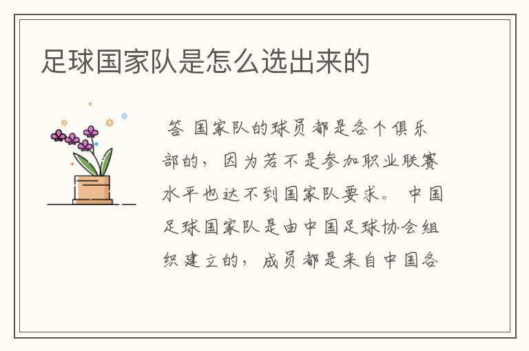 足球国家队是怎么选出来的