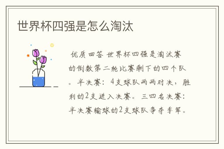 世界杯四强是怎么淘汰