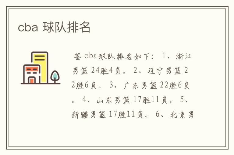 cba 球队排名