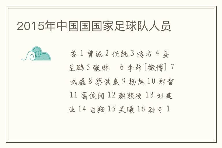 2015年中国国国家足球队人员