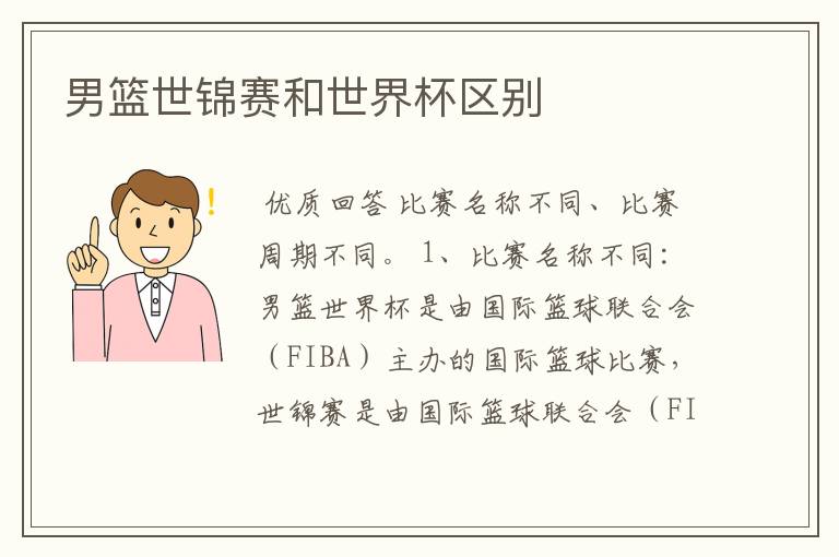 男篮世锦赛和世界杯区别