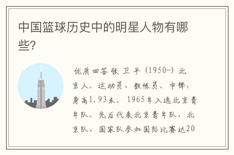 中国篮球历史中的明星人物有哪些?