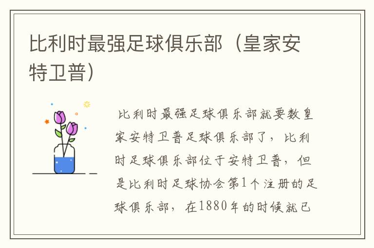 比利时最强足球俱乐部（皇家安特卫普）