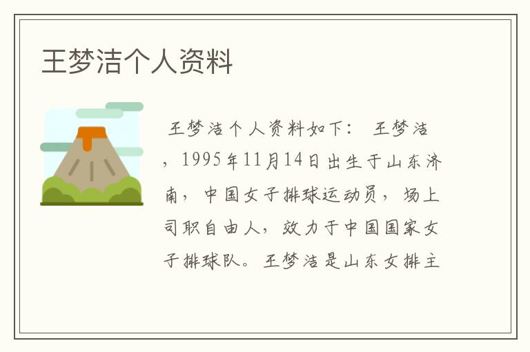 王梦洁个人资料