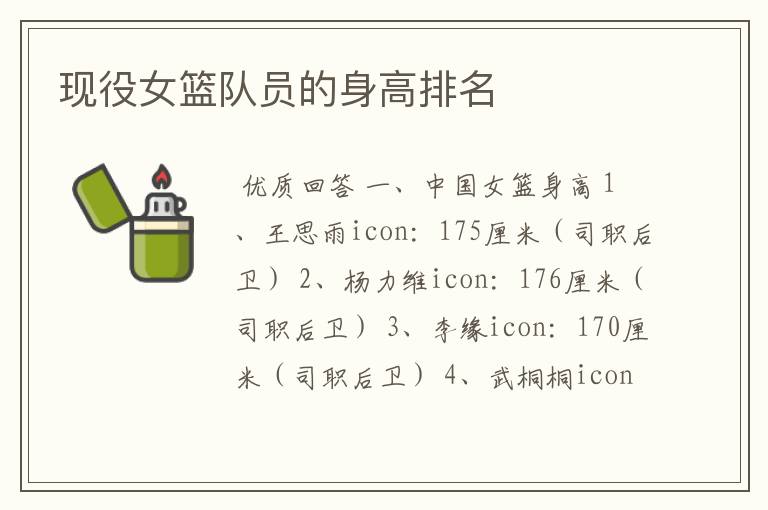 现役女篮队员的身高排名