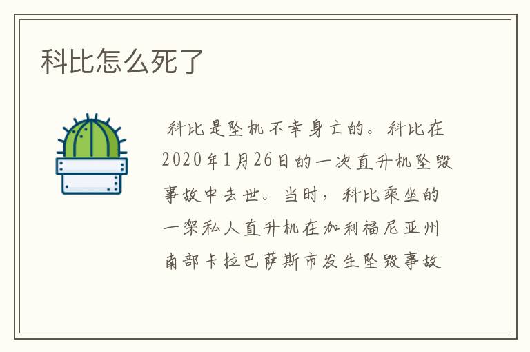 科比怎么死了