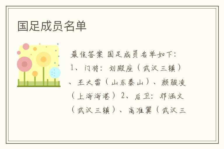 国足成员名单
