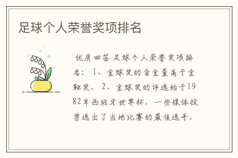 足球个人荣誉奖项排名