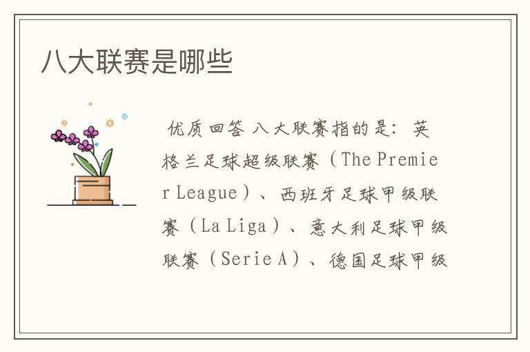 八大联赛是哪些