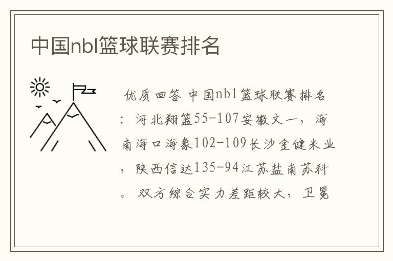 中国nbl篮球联赛排名