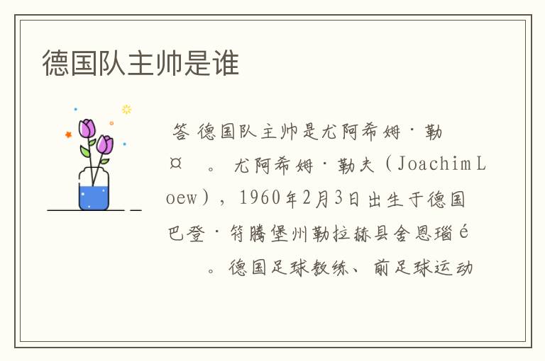 德国队主帅是谁