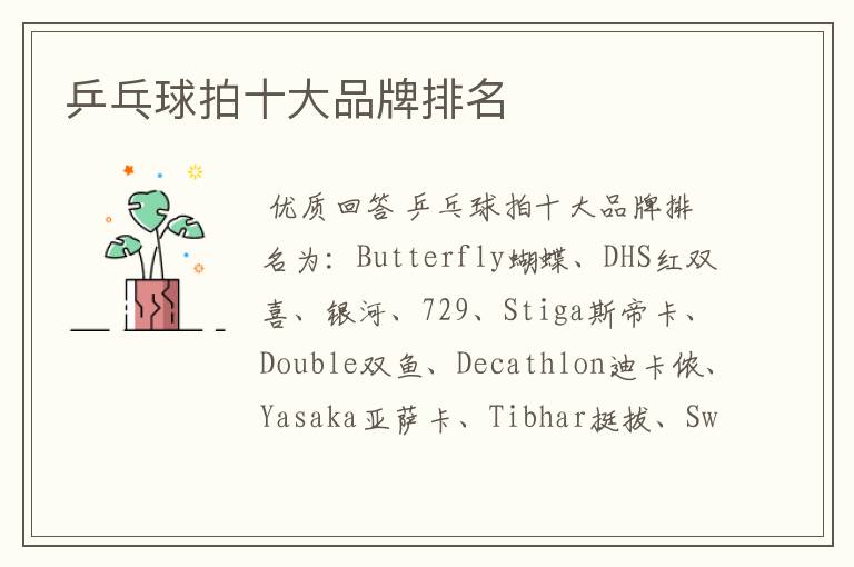 乒乓球拍十大品牌排名