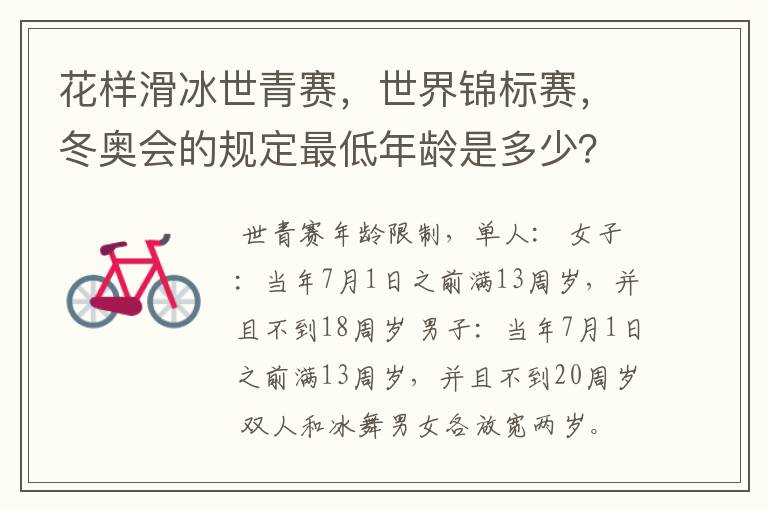 花样滑冰世青赛,世界锦标赛,冬奥会的规定最低年龄是多少?