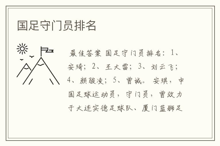国足守门员排名