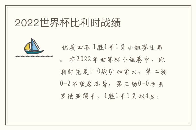 2022世界杯比利时战绩