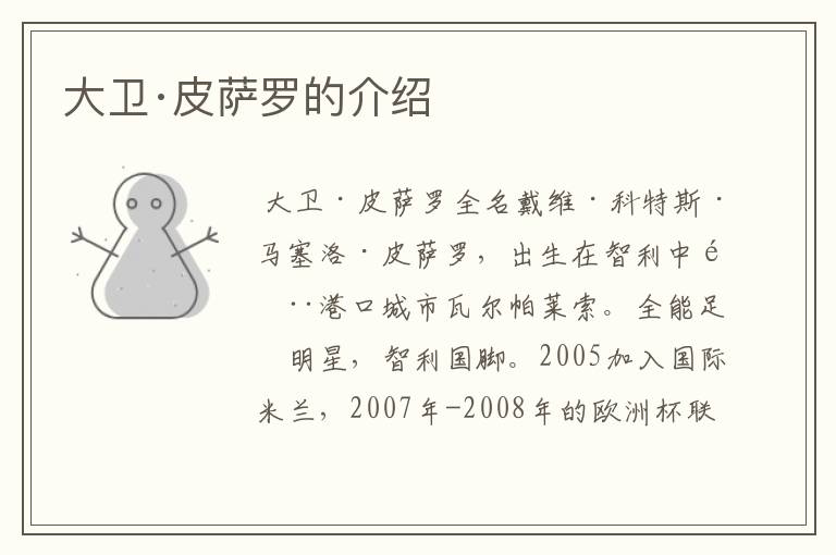 大卫·皮萨罗的介绍