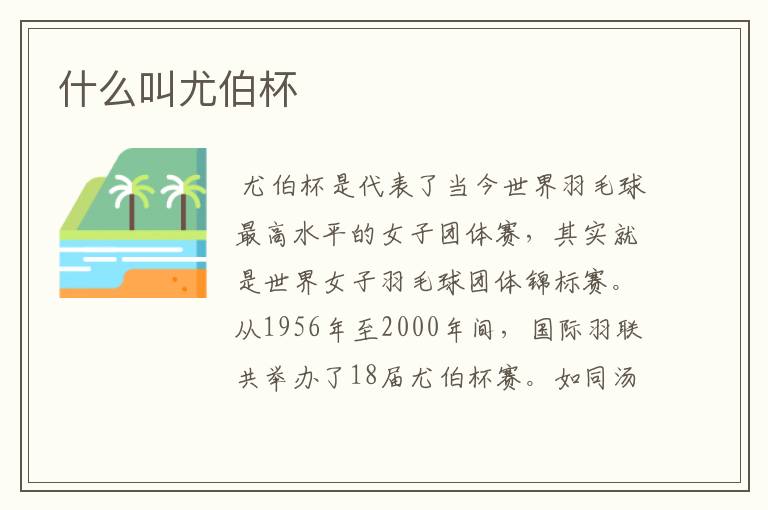 什么叫尤伯杯