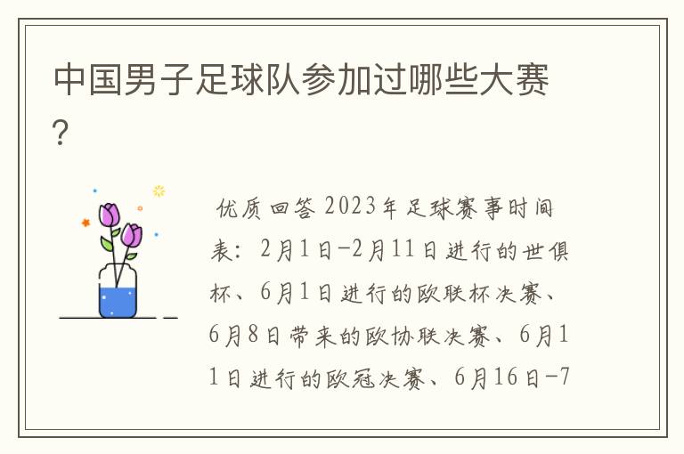 中国男子足球队参加过哪些大赛？