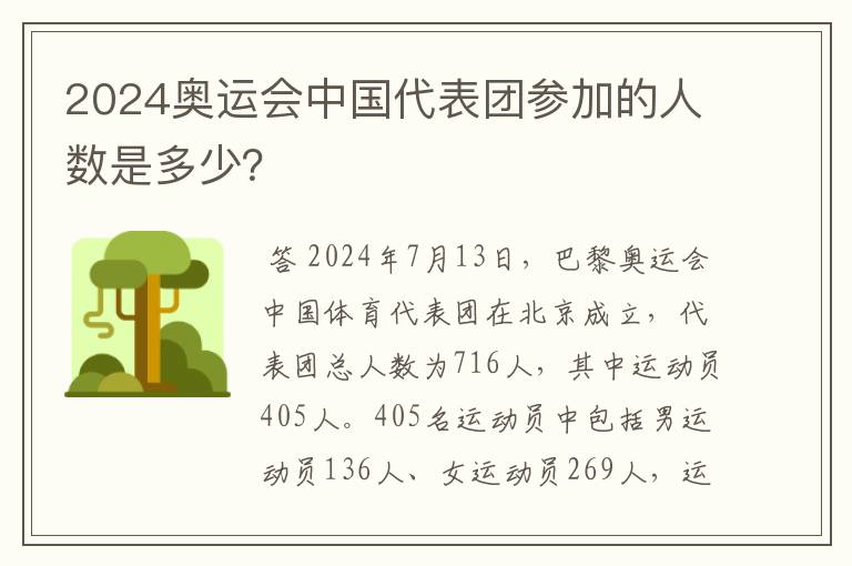 2024奥运会中国代表团参加的人数是多少？