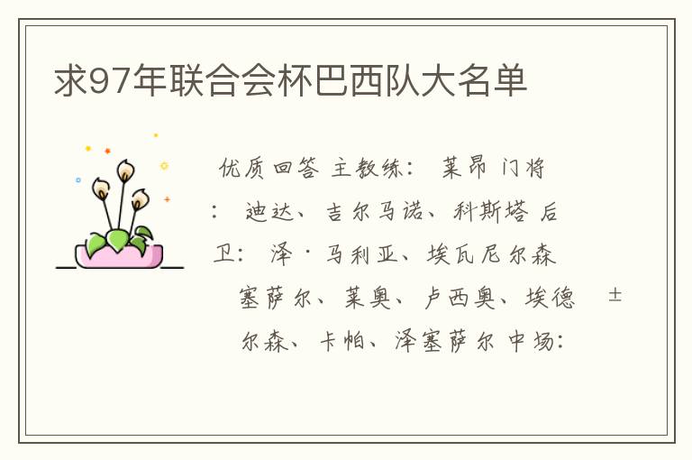 求97年联合会杯巴西队大名单