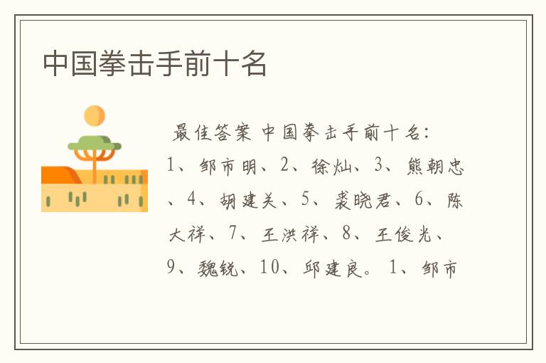中国拳击手前十名