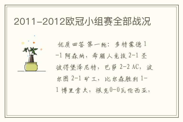 2011-2012欧冠小组赛全部战况
