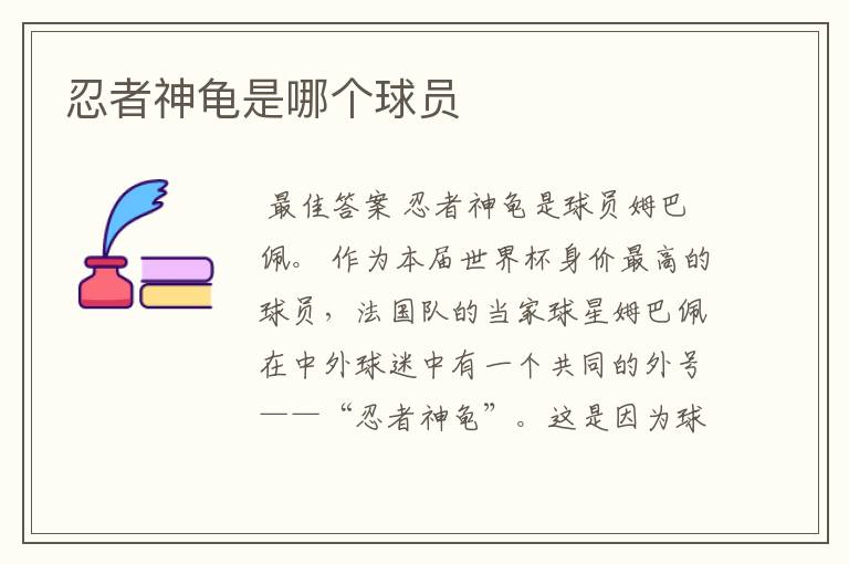 忍者神龟是哪个球员