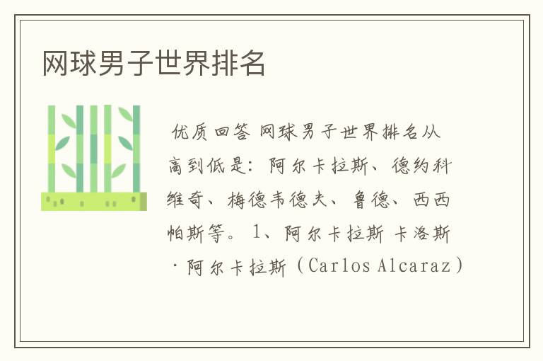 网球男子世界排名