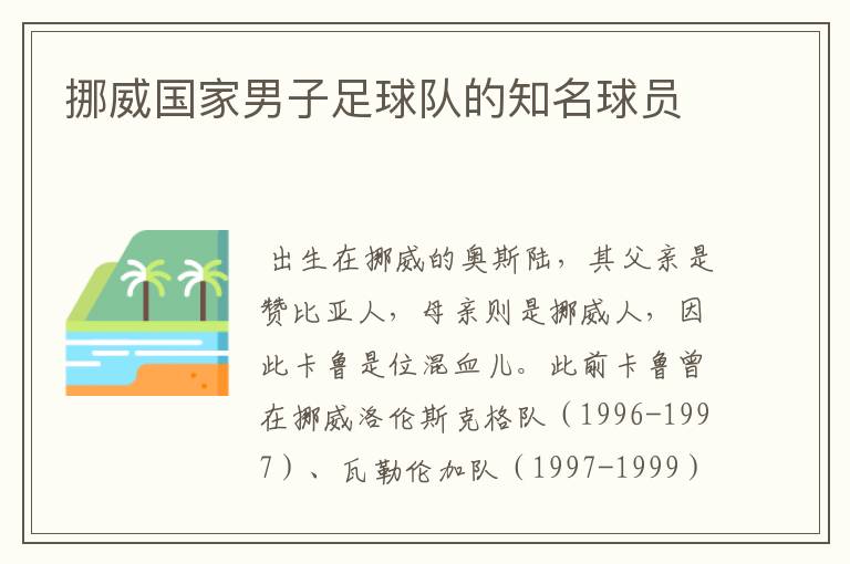 挪威国家男子足球队的知名球员