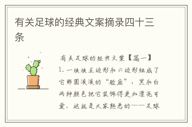 有关足球的经典文案摘录四十三条