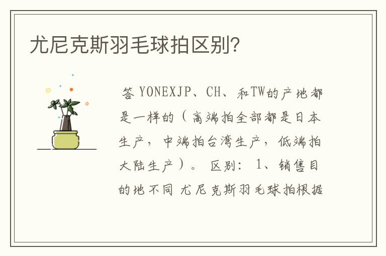 尤尼克斯羽毛球拍区别?
