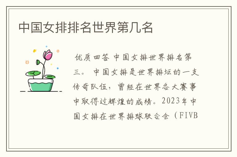 中国女排排名世界第几名