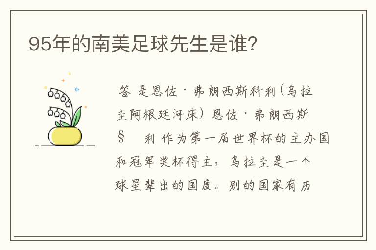 95年的南美足球先生是谁？