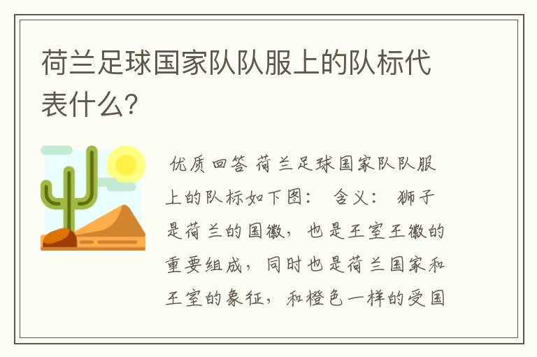 荷兰足球国家队队服上的队标代表什么？