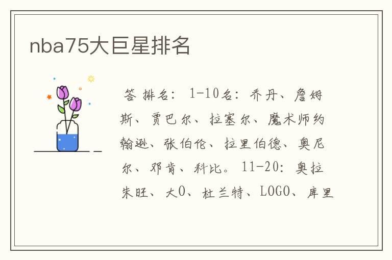 nba75大巨星排名