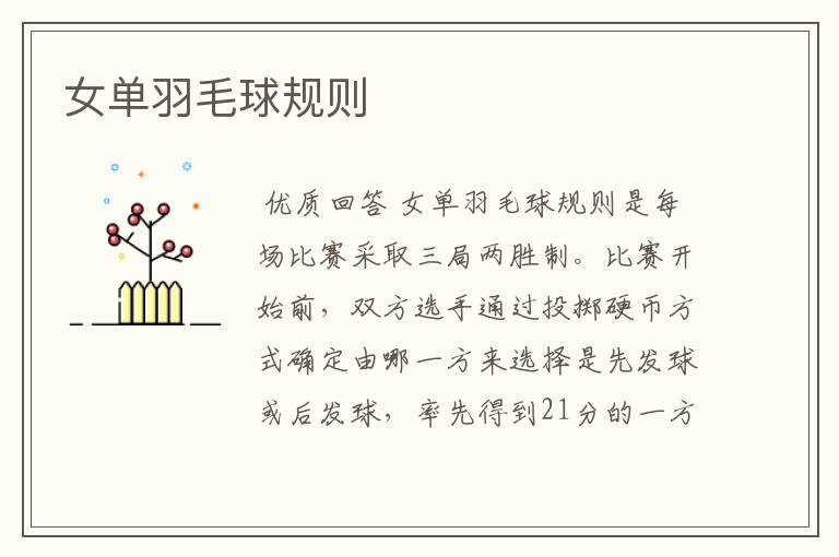 女单羽毛球规则